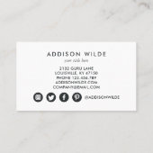 Voeg uw Logo Modern Minimalist Black White toe Afsprakenkaartje (Achterkant)