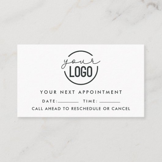 Voeg uw Logo Modern Minimalist Black White toe Afsprakenkaartje (Voorkant)