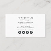 Voeg uw Logo Modern Minimalist Photo White toe Visitekaartje (Achterkant)