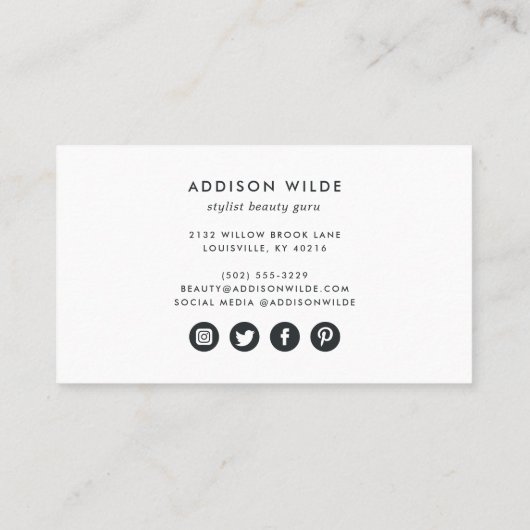 Voeg uw Logo Modern Minimalist Photo White toe Visitekaartje (Achterkant)