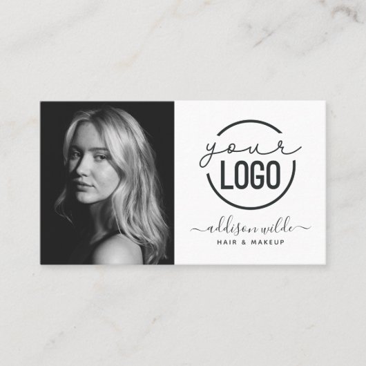 Voeg uw Logo Modern Minimalist Photo White toe Visitekaartje (Voorkant)