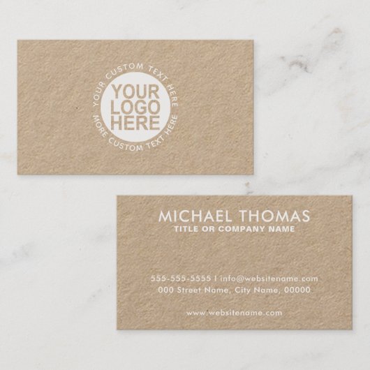 Voeg uw Logo Modern White en Kraft toe Visitekaartje (Voorkant / Achterkant)