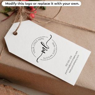 Voeg Uw Logo Moderne Monogram Initiaal Wit Toe Cadeaulabel