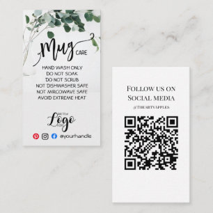 VOEG UW LOGO mok CARE vinyl bedrijf eucalyptus Visitekaartje