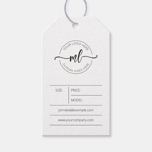 Voeg uw Logo Monogram Initialen Kleding Hang Label Cadeaulabel (Voorkant)