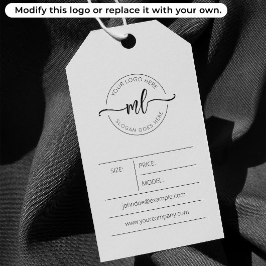 Voeg uw logo monogram initialen toe kleding hangta cadeaulabel