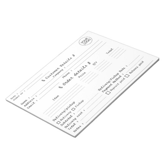 Voeg uw Logo Pastry Cupcake Bakery bestelformulier Notitieblok (Schuin)