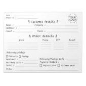 Voeg uw Logo Pastry Cupcake Bakery bestelformulier Notitieblok (Voorkant)