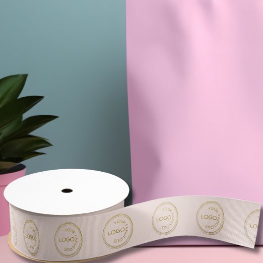 Voeg uw Logo Pattern Professional Light Blush toe Grosgrain Lint
