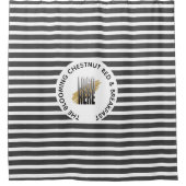 Voeg uw Logo plus bedrijfsnaam toe Grijze streep Douchegordijn (Voorkant)