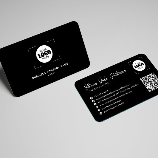 Voeg uw logo professionele QR-code zwart toe Visitekaartje