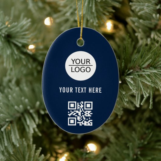 Voeg uw Logo QR Code Aangepaste Tekst Promotie Bla Keramisch Ornament (Boom)
