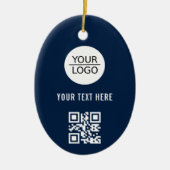 Voeg uw Logo QR Code Aangepaste Tekst Promotie Bla Keramisch Ornament (Voorkant)