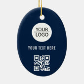 Voeg uw Logo QR Code Aangepaste Tekst Promotie Bla Keramisch Ornament (Achterkant)