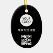 Voeg uw Logo QR Code Aangepaste Tekst Promotie Zwa Keramisch Ornament (Achterkant)