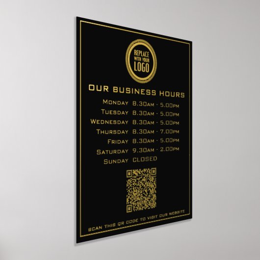 Voeg Uw Logo QR Code Bedrijfs Openingstijden toe Folie Afdrukken (Laagn)
