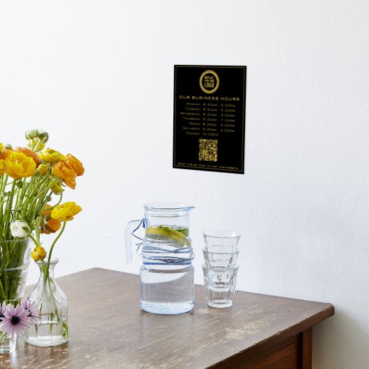 Voeg Uw Logo QR Code Bedrijfs Openingstijden toe Folie Afdrukken (Laag (Keuken))