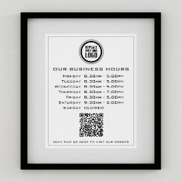 Voeg Uw Logo QR Code Bedrijfs Openingstijden toe Poster