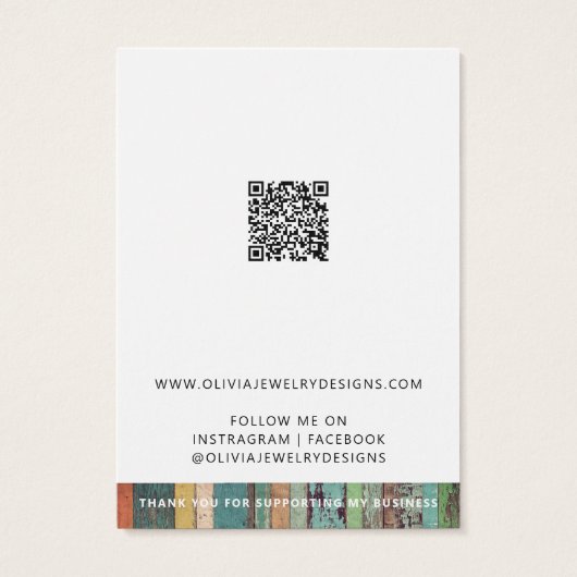 Voeg uw Logo QR Code Earring Display Kaart (Achterkant)
