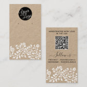 Voeg uw Logo QR Code Floral oorbellen Vertoning Ka Visitekaartje (Voorkant / Achterkant)