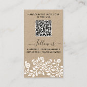Voeg uw Logo QR Code Floral oorbellen Vertoning Ka Visitekaartje (Achterkant)