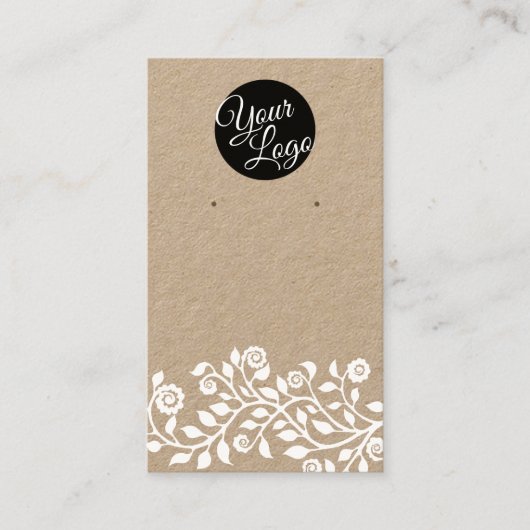 Voeg uw Logo QR Code Floral oorbellen Vertoning Ka Visitekaartje (Voorkant)