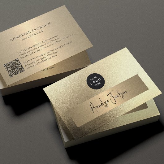 Voeg uw logo QR CODE gold glitter toe Visitekaartje