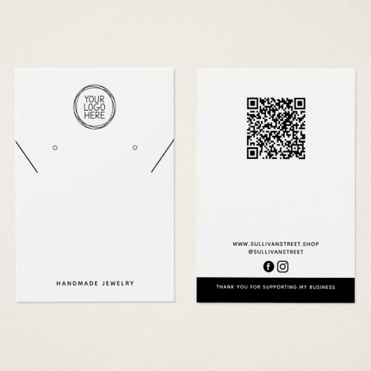 Voeg uw Logo QR Ketting Oorbellen Display Kaart (Voorkant /achterkant)