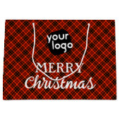 Voeg uw Logo rode en zwarte feestkerst toe Groot Cadeauzakje (Voorkant)