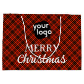 Voeg uw Logo rode en zwarte feestkerst toe Groot Cadeauzakje (Achterkant)