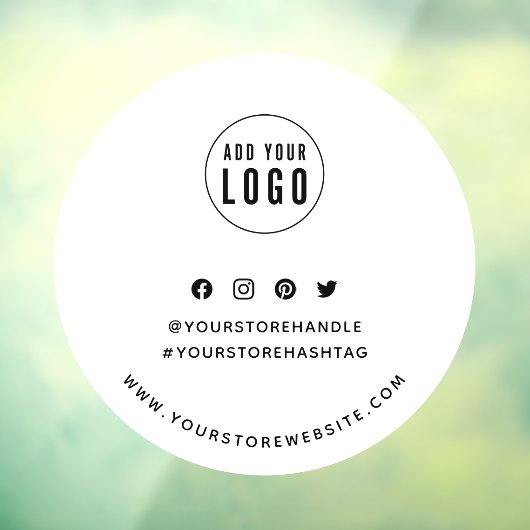 Voeg uw Logo Ronde sociale media-markering toe Raamsticker (Vel 3)