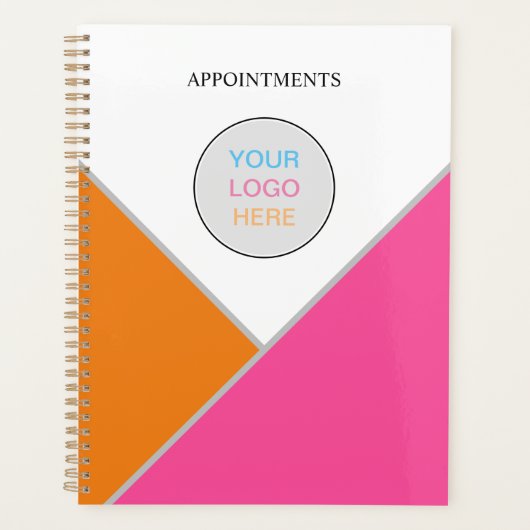 Voeg uw Logo roze Oranje Benoeming Boek toe Planner (Voorkant)