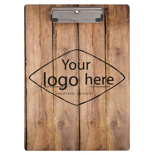 Voeg uw logo rustieke schuur hout klembord (Voorkant)