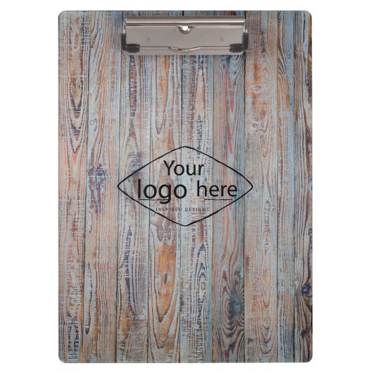 Voeg uw logo rustieke schuur hout klembord (Voorkant)