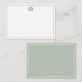 Voeg uw Logo Sage Green Double Border Business toe Notitiekaartje (Voorkant / Achterkant)