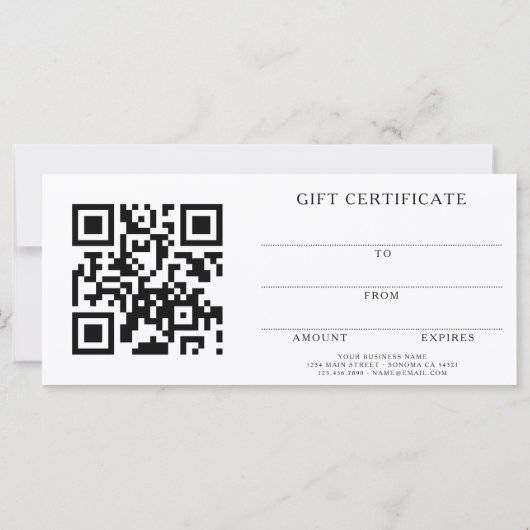 Voeg uw logo schoonheid cadeaubon QR-code toe (Achterkant)