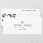 Voeg uw logo schoonheidsbedrijf cadeaubon toe  (Voorkant / Achterkant)