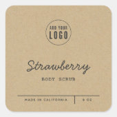 Voeg uw Logo-scriptlabellabel Kraft toe Vierkante Sticker (Voorkant)