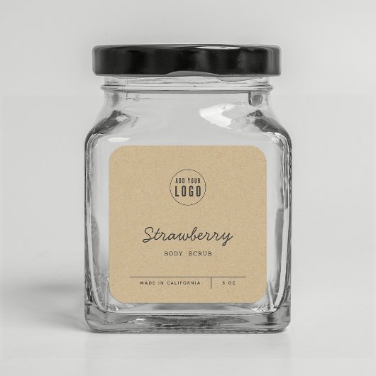 Voeg uw Logo-scriptlabellabel Kraft toe Vierkante Sticker