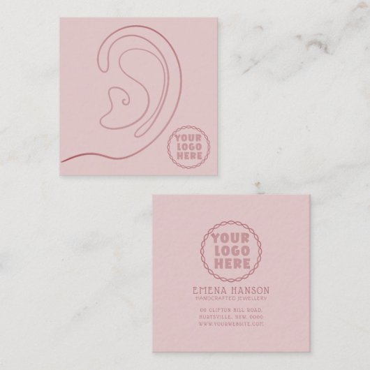 Voeg Uw Logo sieraden Oorbellen Roze Display Kaart Contactkaartje (Voorkant / Achterkant)