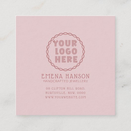 Voeg Uw Logo sieraden Oorbellen Roze Display Kaart Contactkaartje (Achterkant)