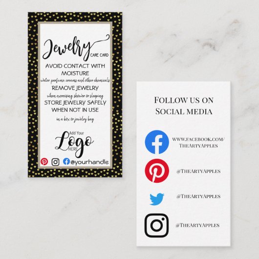 VOEG UW LOGO-sieraden ZORG-KAARTEN TOE IN DE VEREN Visitekaartje (Voorkant / Achterkant)