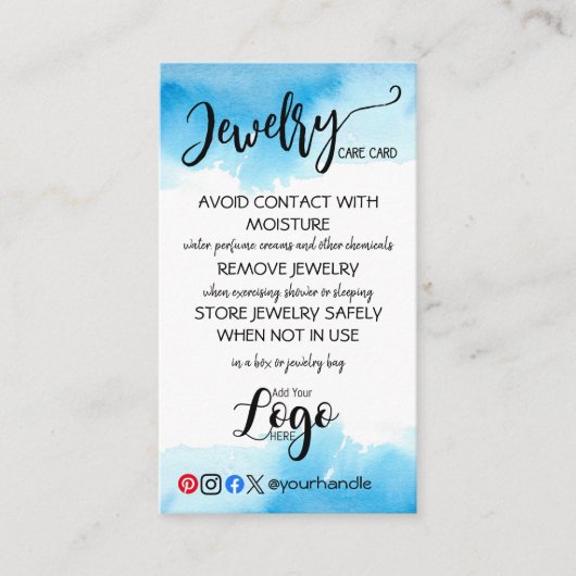 VOEG UW LOGO-sieraden ZORG-KAARTEN TOE IN DE VEREN Visitekaartje (Voorkant)