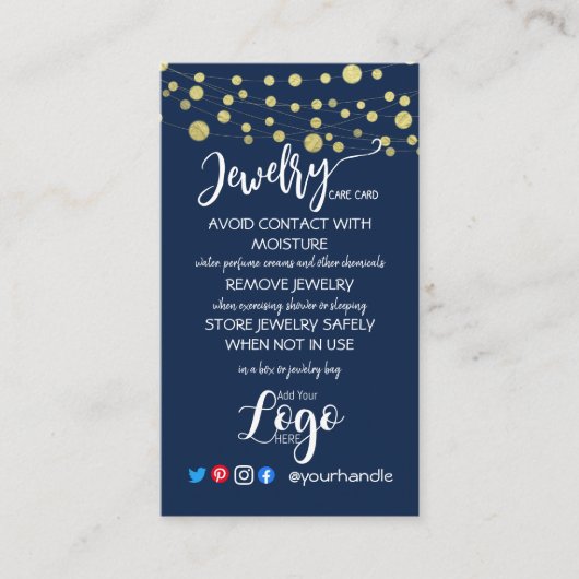 VOEG UW LOGO-sieraden ZORGKAARTEN TOE, klein Ameri Visitekaartje (Voorkant)