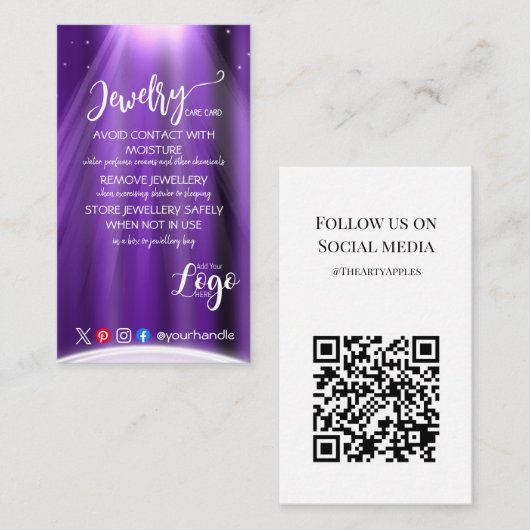 VOEG UW LOGO-sieraden ZORGKAARTEN TOE VK Visitekaartje (Voorkant / Achterkant)