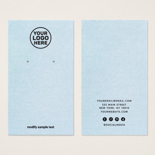 Voeg uw Logo Simple Blue Earring Display Kaart toe (Voorkant /achterkant)