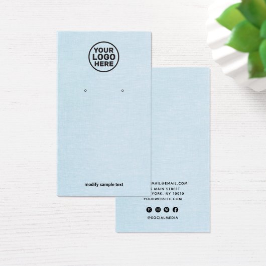 Voeg uw Logo Simple Blue Earring Display Kaart toe (Bureau)