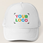 Voeg uw Logo Simple Business Promotional White toe Trucker Pet (Voorkant)