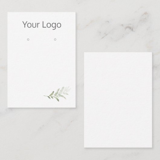 Voeg uw Logo Simple Fern Earring Display Kaart toe Visitekaartje (Voorkant / Achterkant)