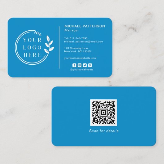 Voeg uw Logo sociale media QR Code Corporate toe Visitekaartje (Voorkant / Achterkant)